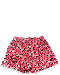 Choies Red Floral Elastic Waist Twisted Ball Embellished Shorts