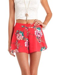 Charlotte Russe Flowy Floral Print High Waisted Shorts