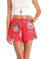 Charlotte Russe Flowy Floral Print High Waisted Shorts