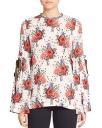Mother of Pearl Silk Floral Top