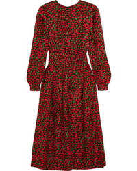 Vanessa Seward Cai Floral Print Silk Jacquard Dress Red