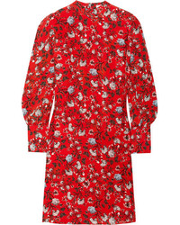 Erdem Mirela Floral Print Silk Dress Red