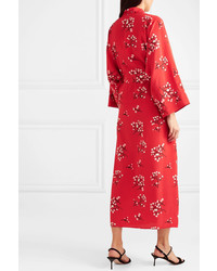 BERNADETTE Floral Print Silk De Chine Wrap Maxi Dress