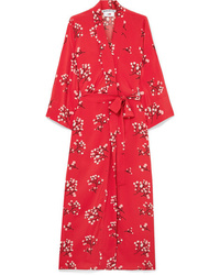 BERNADETTE Floral Print Silk De Chine Wrap Maxi Dress
