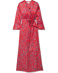 Seren Floral Print Silk Satin Wrap Dress