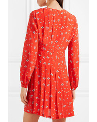 RIXO Harper Floral Print Silk Crepe De Chine Mini Dress