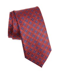 Canali Floral Geometric Silk Tie In Red At Nordstrom