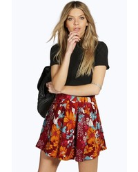 Red Floral Skater Skirt