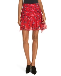 Tanya Taylor Abby Floral Clusters Silk Chiffon Mini Skirt