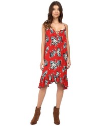 Red Floral Swing Dress