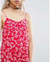Asos Cami In Red Ditsy Floral