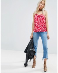 Asos Cami In Red Ditsy Floral