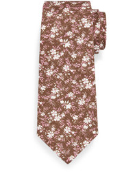 Isaia Floral Print Silk Cotton Tie