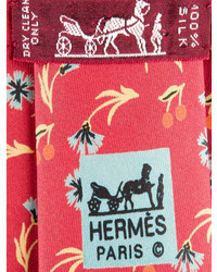 Hermes Herms Foral Berry Silk Tie