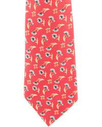 Hermes Herms Foral Berry Silk Tie