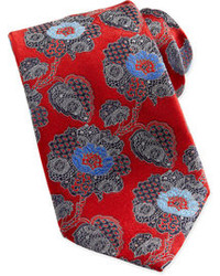 Ermenegildo Zegna Regildo Zegn Large Paisley Floral Silk Tie Red