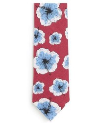 Topman Red Floral Print Cotton Tie