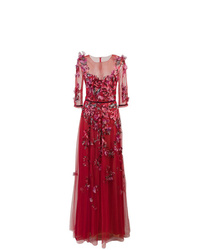 Marchesa Notte Embroidered Floral Tulle Gown
