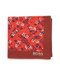 Red Floral Wool Pocket Square