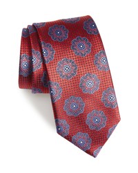 Canali Floral Medallion Silk Wool Tie