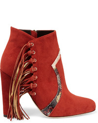 Red Fringe Ankle Boots