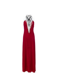 Red Fringe Beaded Evening Dress