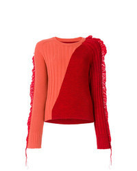 Red Fringe Crew-neck Sweater