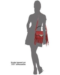 Sara Battaglia Amber Calf Leather Fringed Crossbody Bag