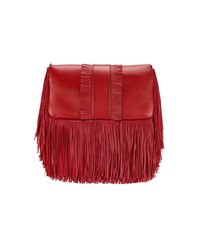 Fendi Red Baguette Fringed Shoulder Bag