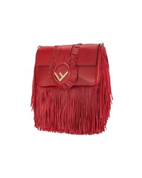 Fendi Red Baguette Fringed Shoulder Bag