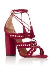Aquazzura Tulum Lace Up Sandals Red