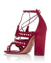 Aquazzura Tulum Lace Up Sandals Red