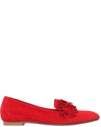 Red Fringe Suede Loafers