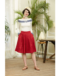 Etsy Red Linen Skirt Pleated Skirt Full Skirt Circle Skirt Mini Skirt Knee Length Skirt