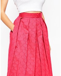 Closet Full Pleated Midi Skirt In Jacquard