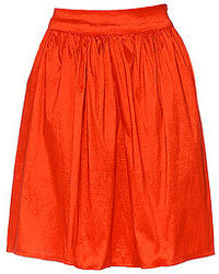Romwe Pleated High Waist Red Skirt