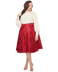 Unique Vintage Plus Size High Waist Greenwich Swing Skirt Skirt