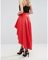 Asos Scuba Midi Prom Skirt With Asymmetric High Low Hem