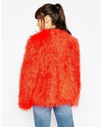 Asos Collection Coat In Mongolian Faux Fur