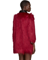 Gucci Red Faux Fur And Leather Shag Coat