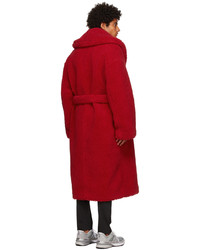 Casablanca Red Faux Shearling Robe Coat