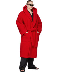 Balenciaga Red Hooded Bath Robe Coat