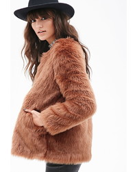 Forever 21 Zippered Faux Fur Coat