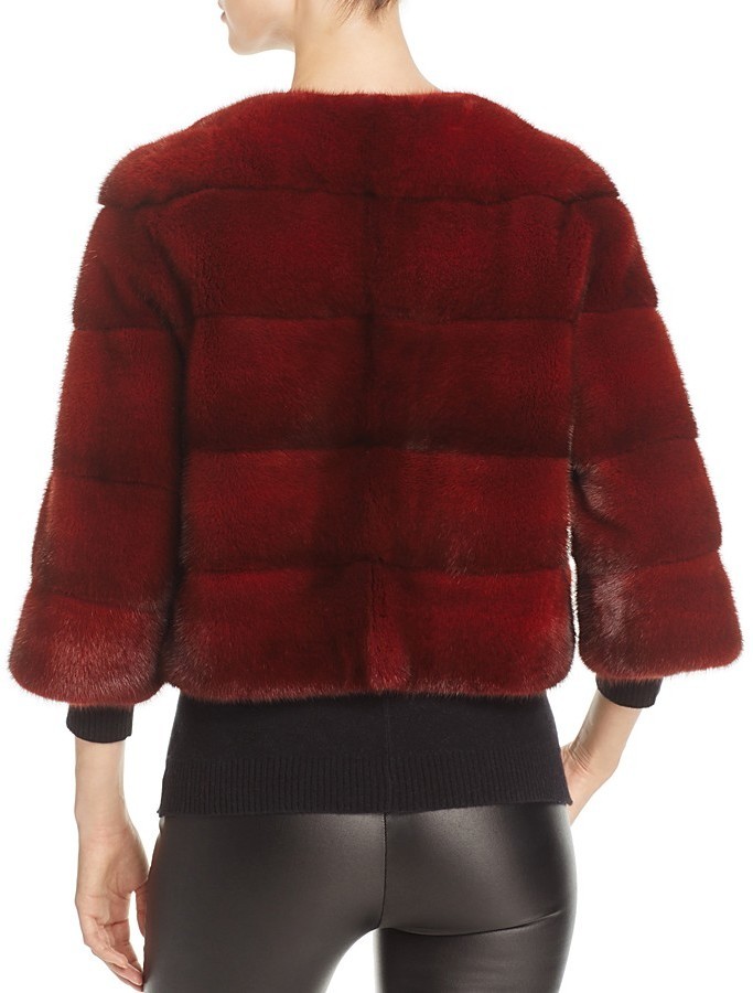 cropped red fur jacket