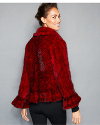 The Fur Vault Ruffle Edge Knitted Mink Fur Jacket