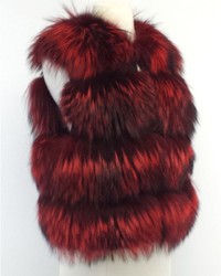 Christian Cota Red Black Fox Fur Vest