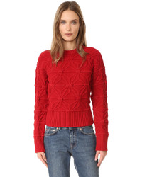 Red Geometric Crew-neck Sweater