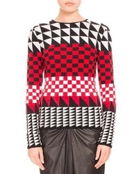 Altuzarra Geometric Print Pullover Sweater Scarlet