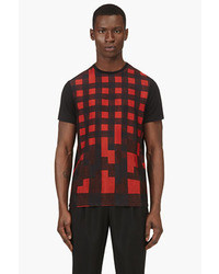 Red Geometric Crew-neck T-shirt