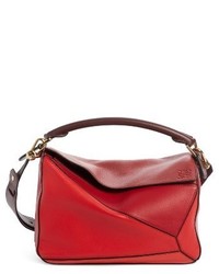 Loewe Medium Puzzle Colorblock Leather Shoulder Bag Red